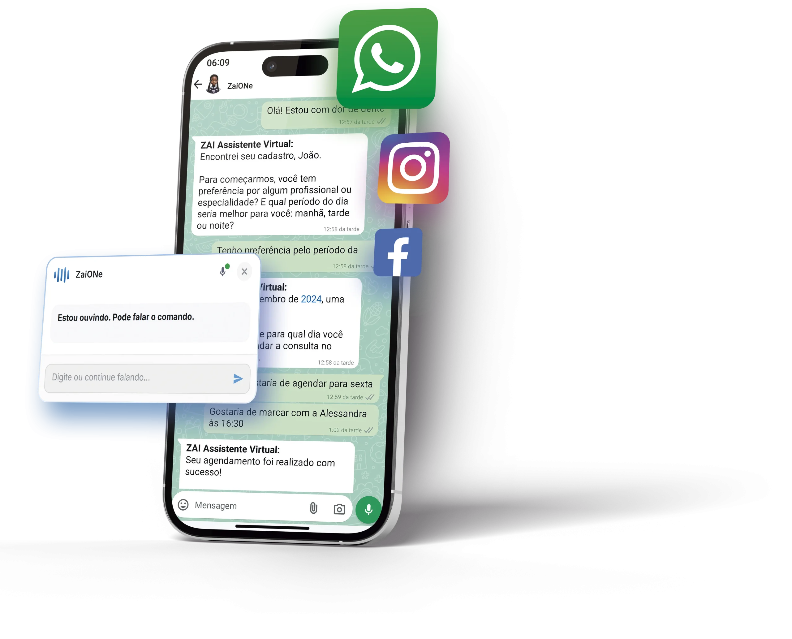 ZaiONe atendendo pacientes no WhatsApp