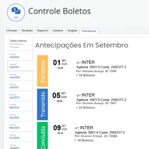 Simulação de antecipação de recebíveis