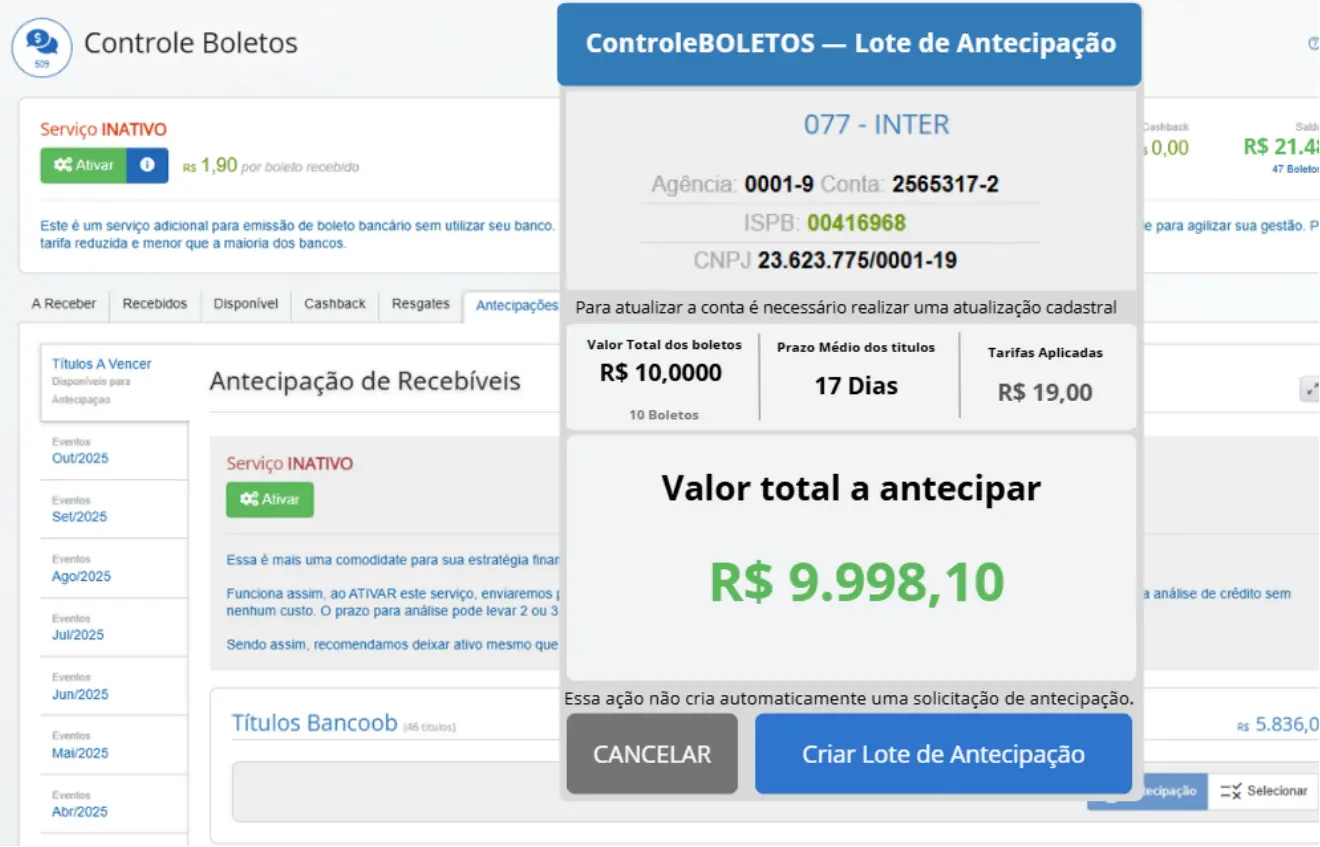 Antecipação de recebíveis na Appfin.Net