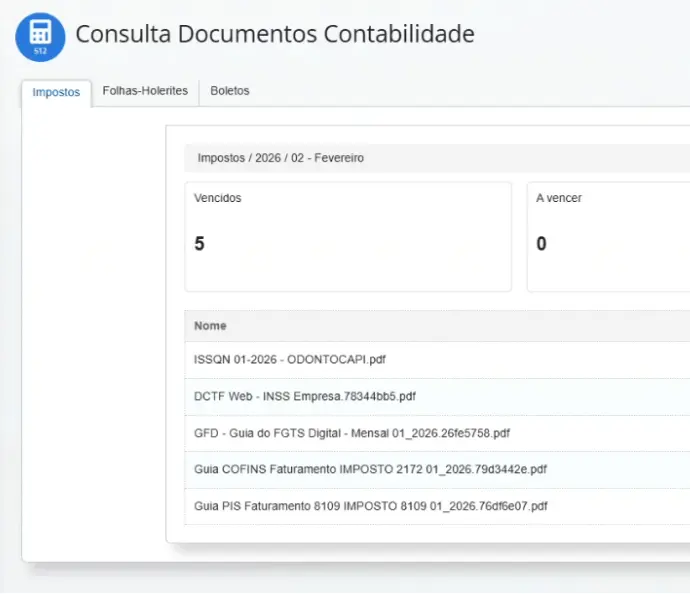 Envio automático de dados para a contabilidade parceira
